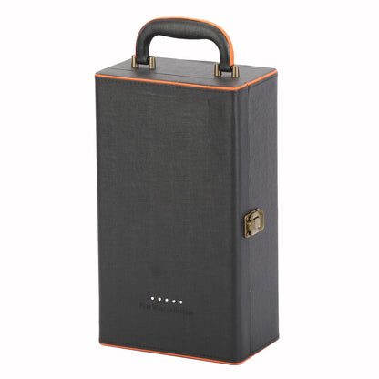 Two Bottle Leather Box (Black/Orange)