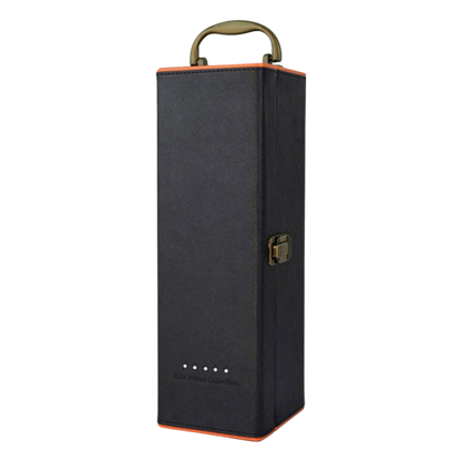 Single Bottle Leather Box (Black/Orange)