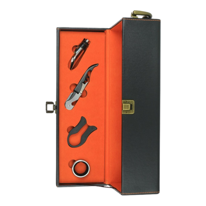 Single Bottle Leather Box (Black/Orange)